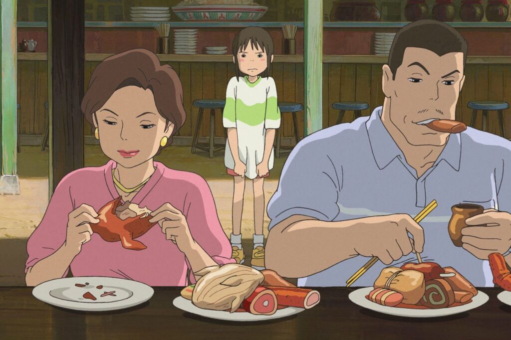chihiro's parents eating